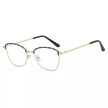 Женские очки, металлическая оправа, плоские линзы с защитой от синего света, окрашенный кошачий глаз, модная оправа для очков, можно сочетать с очками для близорукости.