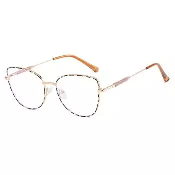 Женские очки, металлические кошачьи глаза, плоские линзы, новые модные оправы для очков, однотонные оправы для очков с антисиним светом.