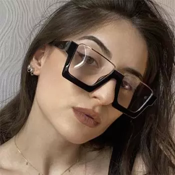 Женские очки, персонализированные квадратные очки, плоские очки, большие оправы с защитой от синего света, модные оправы для очков, очки в полуоправе