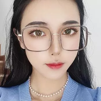 Женские очки с защитой от синего света, модные индивидуальные ретро большие квадратные оправы, простые очки, студенческие пригородные маленькие очки, выглядящие на лицо