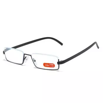 Женские очки унисекс в полуоправе TR90 с диоптриями, очки для чтения с защитой от синего света +1 +1,5 +2,0 +2,5 +3,0 +3,5 +4,0 с футляром, мужские очки ручной работы +2.5 Without Case чёрный