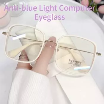 Женские очки в большой квадратной оправе Ins Girl, модные прозрачные очки для чтения, компьютерные очки высокой четкости с защитой от синего света