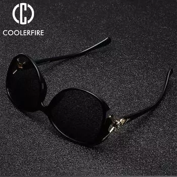 Женские очки высокого качества, поляризационные солнцезащитные очки с головой лисы, модные солнцезащитные очки в большой оправе с защитой от УФ-лучей Glasses чёрный