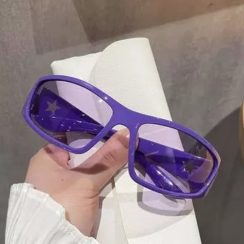 Женские очки Защита от солнца Защита от ультрафиолета Мода Личность Ретро Y2g Хип-хоп Street Snap Вогнутая форма Солнцезащитные очки для путешествий с пятиконечной звездой