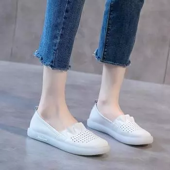 Женские одинарные туфли на плоской полой подошве с мягкой подошвой 35 белый