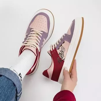 Женские одинарные туфли на толстой подошве ярких цветов на плоской подошве, женские парусиновые туфли 40 красный