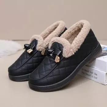 Женские однопедальные хлопковые туфли с мягкой водонепроницаемой подошвой, нескользящие, универсальные, модные и удобные бархатные хлопковые ботинки Doudou 35 хаки