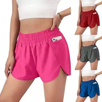 Женские однотонные эластичные быстросохнущие брюки для йоги на талии, шорты для бега L синий