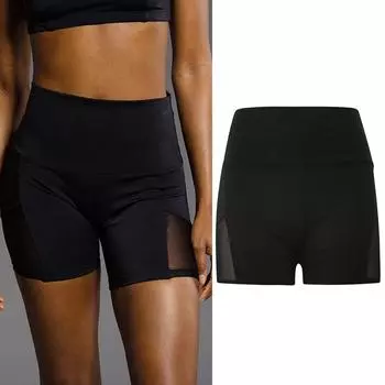 Женские однотонные эластичные леггинсы для фитнеса, узкие спортивные лоскутные брюки для йоги L чёрный