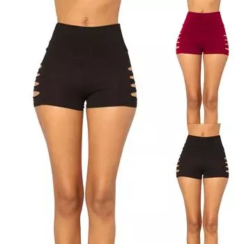 Женские однотонные эластичные леггинсы для фитнеса, узкие спортивные лоскутные брюки для йоги L чёрный