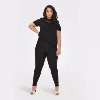 Женские однотонные эластичные леггинсы ONLY CARMAKOMA с высокой талией 42 чёрный