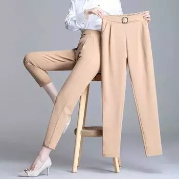 Женские однотонные элегантные брюки длиной до щиколотки, офисные женские узкие брюки, женские повседневные модные брюки M чёрный