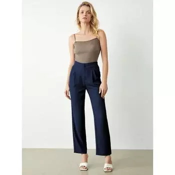 Женские однотонные элегантные повседневные прямые брюки с завышенной талией L абрикосовый