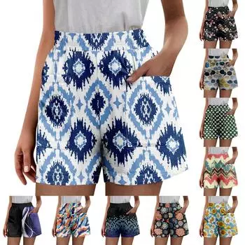 Женские однотонные брюки, модные повседневные шорты с карманами и эластичной резинкой на талии L чёрный