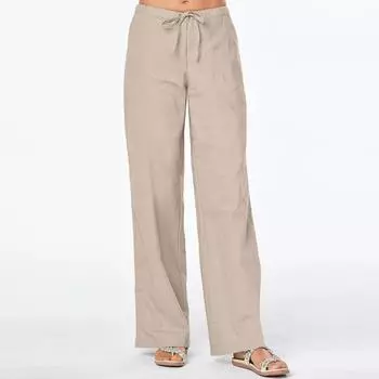 Женские однотонные брюки на шнуровке, летние повседневные брюки, повседневные прямые брюки большого размера, офисные брюки 3XL белый