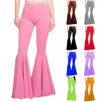 Женские однотонные брюки с эластичной резинкой на талии, спортивные расклешенные повседневные брюки для бега S жёлтый