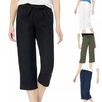 Женские однотонные брюки с тонким шнурком и карманами для свободного времени M чёрный