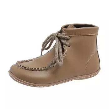 Женские однотонные флоковые ботинки на плоской подошве для отдыха на шнуровке с мягкой подошвой, удобные легкие нескользящие ботильоны 36 чёрный