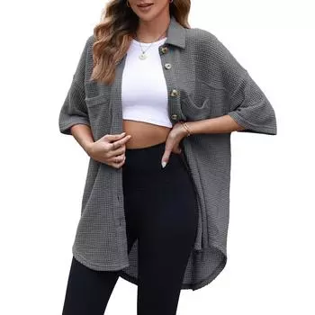 Женские однотонные футболки с короткими рукавами, облегающие рубашки, базовые футболки на пуговицах с карманами L красный