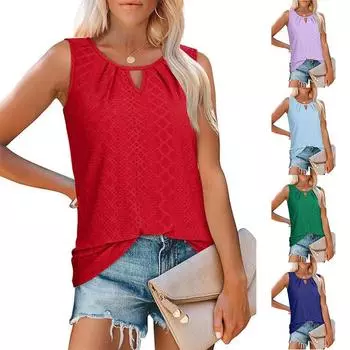 Женские однотонные футболки с круглым вырезом и жилетом, летние майки, модные повседневные топы без рукавов S чёрный