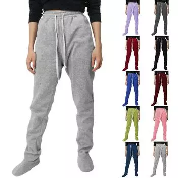 Женские однотонные и флисовые плотные брюки Женские на шнуровке талии Степ-брюки Брюки L синий