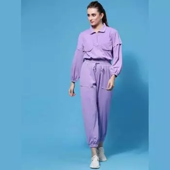 Женские однотонные комбинезоны лавандового цвета XS