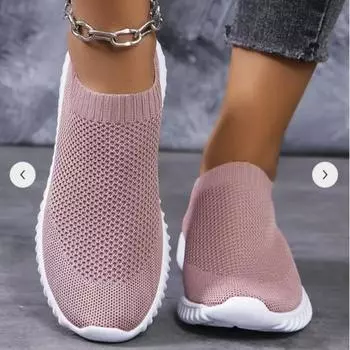 Женские однотонные кроссовки, дышащие вязаные кроссовки для ходьбы, повседневная легкая спортивная обувь 36 белый