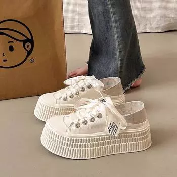 Женские однотонные кроссовки на низком каблуке, новые популярные весенние и осенние женские туфли на шнуровке из резины и полиуретана, женские вулканизированные туфли 35 бежевый