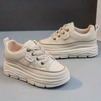 Женские однотонные кроссовки, повседневная обувь на шнуровке для активного отдыха, удобная внутренняя обувь, увеличивающая высоту голенища 34 белый