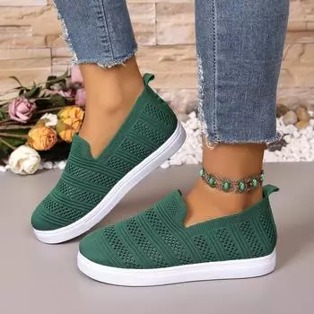 Женские однотонные кроссовки с дышащей сеткой, плетеные, для улицы, легкие, с низким верхом, для ходьбы, бега, спортивные носки, обувь 35 чёрный