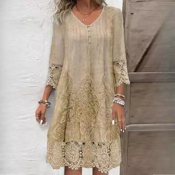 Женские однотонные кружевные платья весна-лето S синий