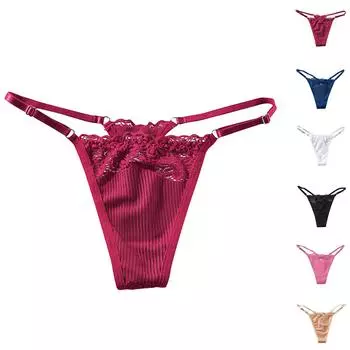 Женские однотонные кружевные сексуальные бесшовные дышащие трусики с заниженной талией и бантом L