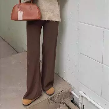 Женские однотонные модные узкие утолщенные трикотажные брюки с высокой талией повседневные стильные прямые брюки для женщин мягкие удобные универсальные теплые свободные трикотажные брюки one size
