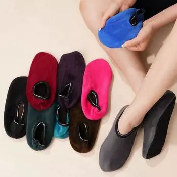 Женские однотонные нескользящие носки-тапочки, теплые, пушистые, удобные, повседневные, домашние, женские носки до щиколотки 35-40