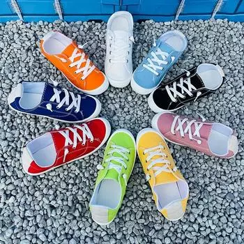 Женские однотонные парусиновые туфли, удобные туфли в минималистском стиле на плоской подошве, легкие полутапочки с низким верхом 36 красный