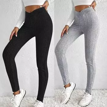 Женские однотонные повседневные брюки с эластичной резинкой на талии, удобные прямые свободные брюки для йоги L