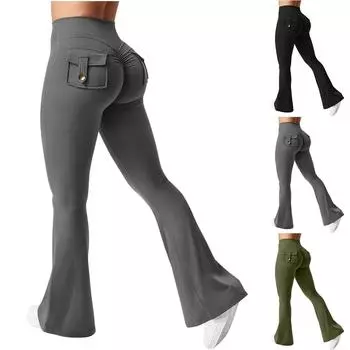 Женские однотонные повседневные брюки с высокой талией и карманами