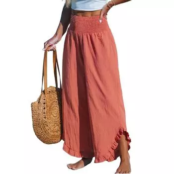 Женские однотонные повседневные брюки с высокой талией, спортивные брюки с карманами