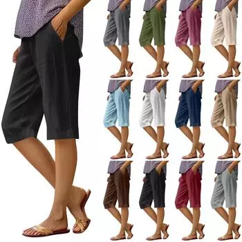 Женские однотонные повседневные брюки с высокой талией, спортивные брюки, шорты 1/2 XS винный