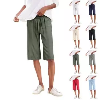 Женские однотонные повседневные брюки с высокой талией, спортивные брюки, шорты 1/2 XXL