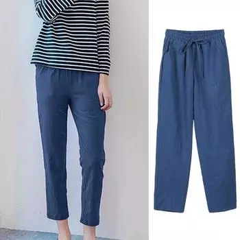 Женские однотонные повседневные брюки со средней посадкой и эластичной резинкой на талии, шаровары с карманами, тонкие длинные L хаки
