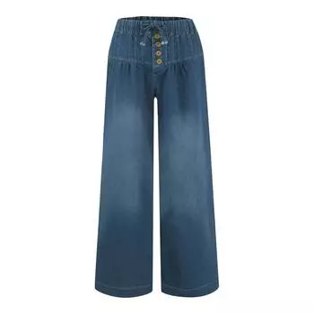 Женские однотонные повседневные модные свободные джинсы с потертостями и поясом на средней талии L темно-синий