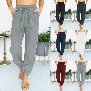 Женские однотонные повседневные облегающие леггинсы с карманами Ninth L чёрный