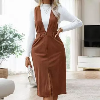 Женские однотонные повседневные платья миди сзади женские платья S кофейный/коричневый