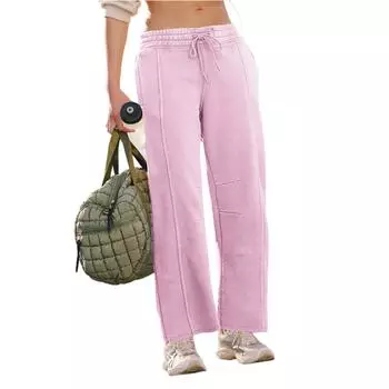 Женские однотонные повседневные спортивные штаны для бега, модные спортивные штаны с несколькими строчками L розовый