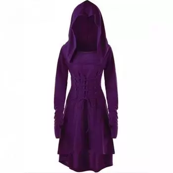 Женские однотонные праздничные наряды с длинными рукавами и капюшоном, платья с завязками S бордовый