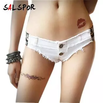 Женские однотонные сексуальные джинсовые шорты с низкой талией, шорты, ультра короткие джинсы