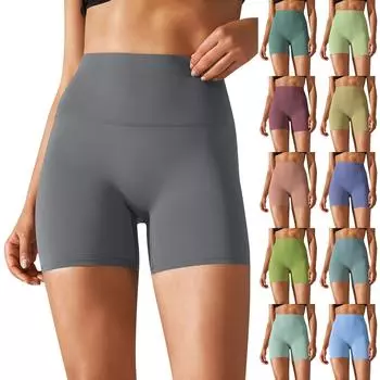 Женские однотонные шорты для йоги, узкие эластичные спортивные шорты для фитнеса с высокой талией XL армия зеленый