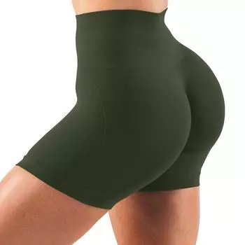 Женские однотонные штаны для йоги, облегающие брюки с тремя точками для фитнеса L армия зеленый