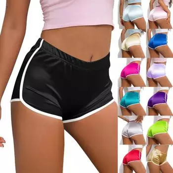 Женские однотонные штаны для йоги со средней талией, короткие штаны для тренировок L чёрный